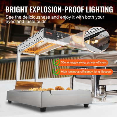 VEVOR French Fry Food Warmer Electric Chip Warming Light Station από ανοξείδωτο χάλυβα