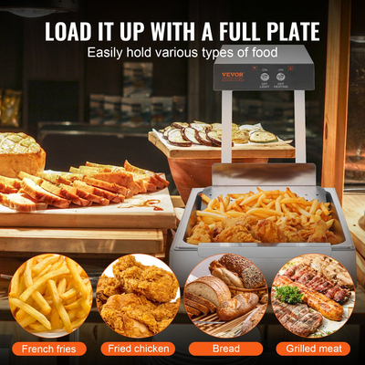 VEVOR French Fry Food Warmer Electric Chip Warming Light Station από ανοξείδωτο χάλυβα