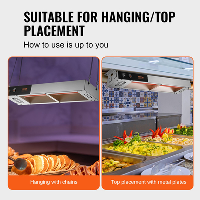 VEVOR French Fry Food Warmer Electric Strip Chip Warming Light Station Steel