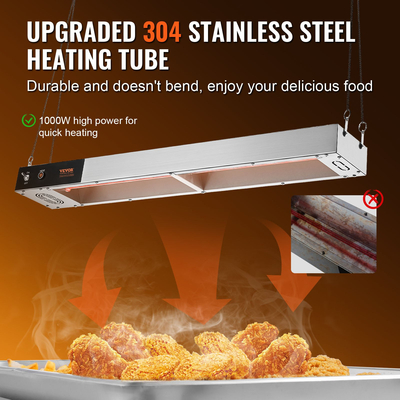 VEVOR French Fry Food Warmer Electric Strip Chip Warming Light Station Steel