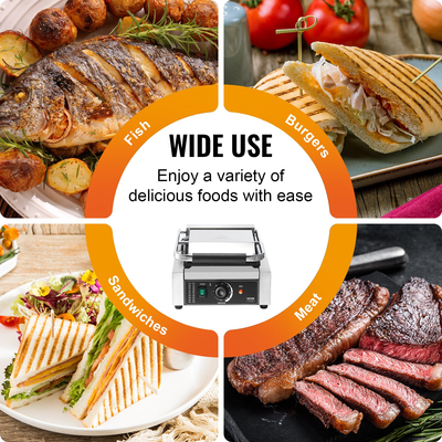 VEVOR Εμπορική σχάρα Panini Press Grill Electric Sandwich Maker Griddle Plate 9&quot;x9