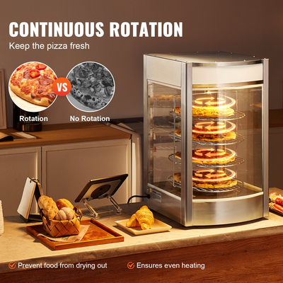VEVOR Food Warmer Display for 14&quot; Pizza, 4-Tier Commercial Pizza Warmer Electric