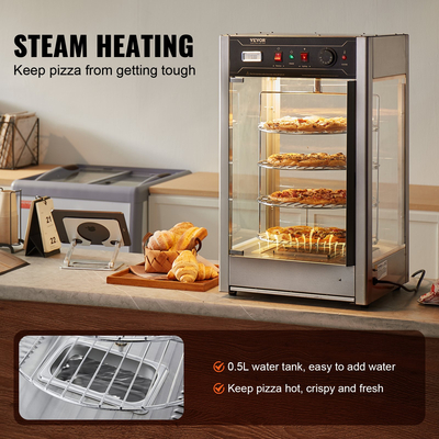 VEVOR Food Warmer Display for 14&quot; Pizza, 4-Tier Commercial Pizza Warmer Electric
