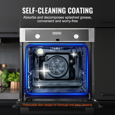 VEVOR Φούρνος Μονού Τοίχου 24&quot; Ηλεκτρικός Εντοιχιζόμενος Φούρνος 9 Λειτουργιών 2,68 Cu. Ft