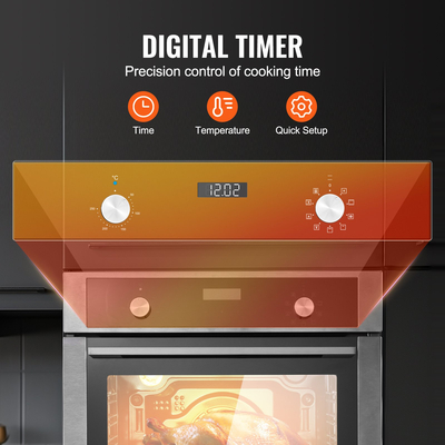 VEVOR Φούρνος Μονού Τοίχου 24&quot; Ηλεκτρικός Εντοιχιζόμενος Φούρνος 9 Λειτουργιών 2,68 Cu. Ft