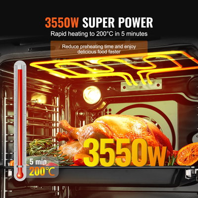 VEVOR Φούρνος μονού τοίχου 24&quot; Ηλεκτρικός εντοιχιζόμενος φούρνος 16 λειτουργιών 2,68 Cu. Ft