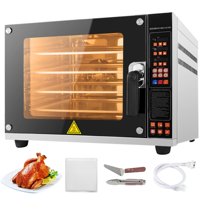 VEVOR Πάγκος τοστιέρα Φούρνος 4 επιπέδων 4500W Τοστιέρα Φούρνος με λειτουργία ψεκασμού Φούρνος θερμικής τοστιέρας Έξυπνος πίνακας ελέγχου Φούρνοι τοστιέρα 0-350℃ Φριτέζα αέρα Φούρνος για κουζίνα