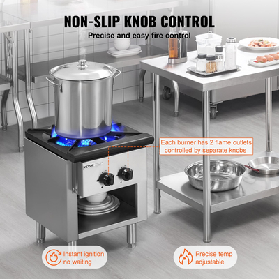 VEVOR Εμπορική εστία γκαζιού 1 καυστήρα Πάγκος μαγειρικής εστία μαγειρέματος κουζίνα