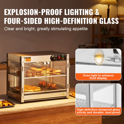 Ντουλάπι πίτσας πάγκου με οθόνη VEVOR 2-επιπέδων εμπορικής θερμότητας φαγητού
