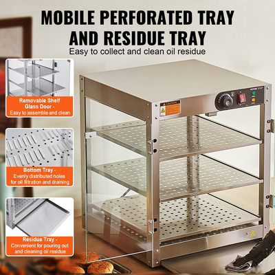 Επαγγελματικός θερμαντήρας φαγητού VEVOR 3 επιπέδων Ντουλάπα πίτσας με φως