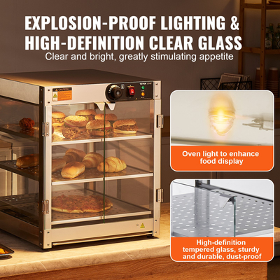 Επαγγελματικός θερμαντήρας φαγητού VEVOR 3 επιπέδων Ντουλάπα πίτσας με φως