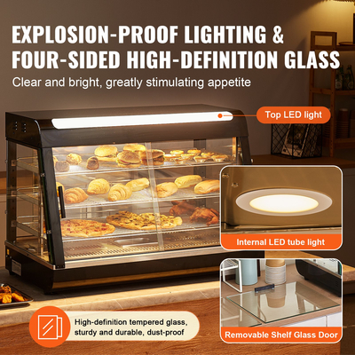 Επαγγελματικός θερμαντήρας φαγητού VEVOR 3 επιπέδων Ντουλάπα πίτσας με φως