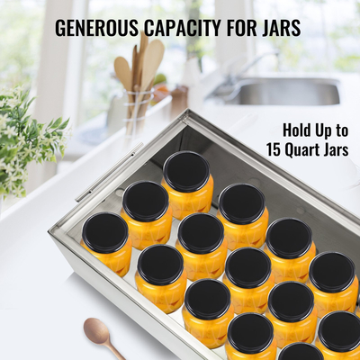 Κονσερβοποιία VEVOR για λουτρό νερού, 15 τεταρτημόριο, δοχεία με βραστό νερό με 2 ράφια κονσερβοποίησης, μεγάλη κατσαρόλα από ανοξείδωτο ατσάλι 304, κονσέρβα με επίπεδο πυθμένα, χωράει βάζα 15 τεταριών