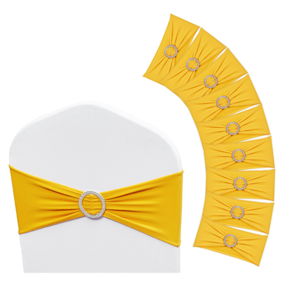 VEVOR 100 PCS Golden Yellow, Stretch Spandex Chair Sashes, Chair Slipcover and Stretch Chair Sash with Στρογγυλή πόρπη, Ελαστικές ταινίες καρέκλας, Εφαρμογή γάμου, Γιορτές, Δείπνο, Διακόσμηση καρέκλας πάρτι