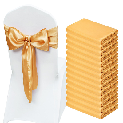 VEVOR 50 PCS Golden Stretch Spandex Chair Sashes Φιόγκοι, Slip κάλυμμα καρέκλας και Stretch Chair Sash, Ελαστικές ταινίες καρέκλας, Εφαρμόσιμος γάμος, γιορτές, συμπόσιο, πάρτι, διακόσμηση καρέκλας γιορτής