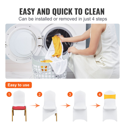 VEVOR 50 Sets Stretch Spandex Πτυσσόμενα καλύμματα καρέκλας, Universal Εφαρμοσμένο κάλυμμα καρέκλας με φύλλα καρέκλας, Αφαιρούμενα πλενόμενα προστατευτικά καλύμματα, για γάμους, διακοπές, δεξιώσεις, πάρτι, τραπεζαρία (50 σετ Gold &amp; White)