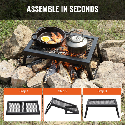 VEVOR Πτυσσόμενη ψησταριά Campfire Φορητή ψησταριά Camping Fire Pit Steel Υπαίθριο πικνίκ μπάρμπεκιου