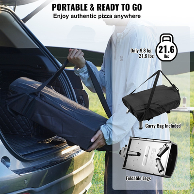 VEVOR 12&quot; Εξωτερικός Φούρνος Πίτσας Φορητός Φούρνος Αερίου Σιδερένιο Σπρέι Πτυσσόμενο για Κάμπινγκ