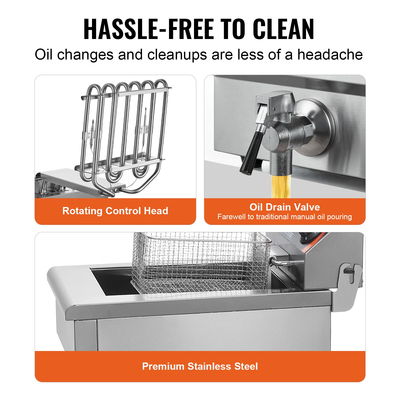 VEVOR Commercial Electric Deep Fryer 3000W 9L από ανοξείδωτο ατσάλι Αναβάθμιση 200°C