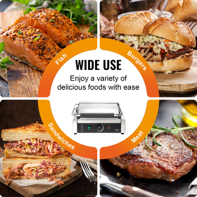 VEVOR Εμπορική σχάρα Panini Press Grill Electric Sandwich Maker Griddle Plate 14&quot;x9