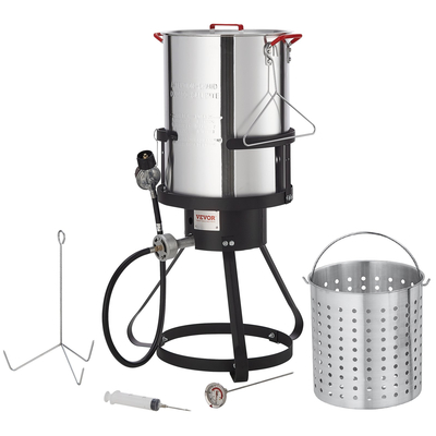 Βαθιά φριτέζα Τουρκίας VEVOR, 30-qt Boiler γαλοπούλας Σετ μαγειρέματος ατμού, υπαίθρια κατσαρόλα αλουμινίου θαλασσινών, λέβητας αερίου προπανίου καυστήρα 54.000 BTU, Περιλαμβάνει καλάθι, διάτρητη σχάρα πουλερικών, θερμόμετρο