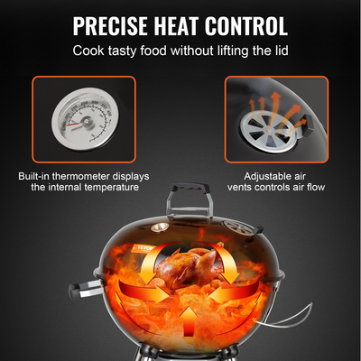 VEVOR 22 ιντσών Βραστήρας Ψησταριά με κάρβουνο Μπάρμπεκιου Φορητή ψησταριά Υπαίθρια ψησταριά