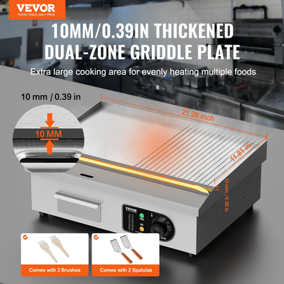 VEVOR Commercial Electric Griddle 3200W Πάγκος Half-Flat Top Grill 122℉-572℉
