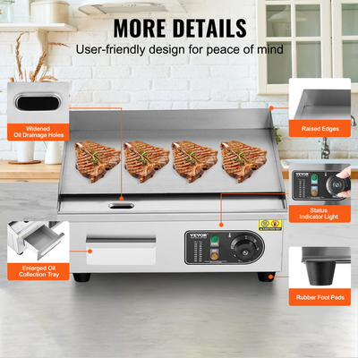 VEVOR Commercial Electric Griddle 2800 W Επίπεδη ψησταριά πάγκου 122℉-572℉