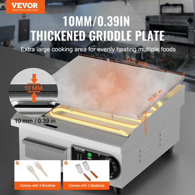 VEVOR Commercial Electric Griddle 2000 W Επίπεδη ψησταριά πάγκου 122℉-572℉