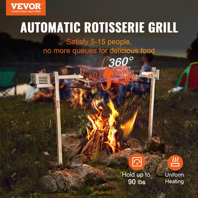 VEVOR 46&quot; Electric BBQ Rotisserie Grill Kit Γκριλ από ανοξείδωτο ατσάλι 90lb Χοιρινό Αρνί
