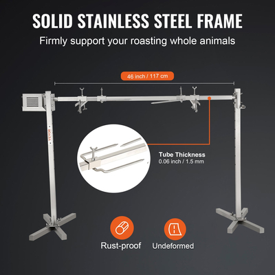 VEVOR 46&quot; Electric BBQ Rotisserie Grill Kit Γκριλ από ανοξείδωτο ατσάλι 90lb Χοιρινό Αρνί