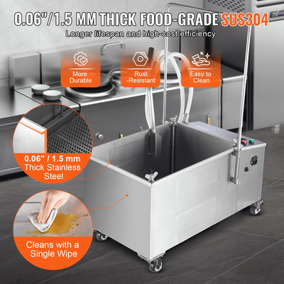 Φίλτρο φορητής φριτέζας VEVOR, χωρητικότητα δεξαμενής λαδιού 38 λίτρων, σύστημα φιλτραρίσματος λαδιού με ταχύτητα φιλτραρίσματος λαδιού 10 λίτρα/λεπτό, φορητό σύστημα φιλτραρίσματος λαδιού τηγανίσματος με περιστρεφόμενους τροχούς, σωλήνας λαδιού για καταστήματα εστιατορίων Burger