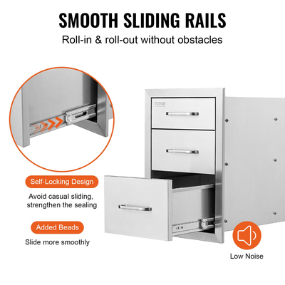 Vevor Συρτάρι Κουζίνας Εξωτερικού Χώρου Μπάρμπεκιου Συρτάρι Αποθήκευση 45x58cm Συρτάρι από ανοξείδωτο ατσάλι