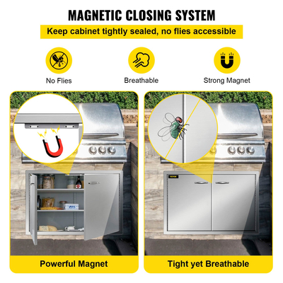 83 X 55 εκ. Bbq Πόρτα Διπλής Πρόσβασης Πόρτα Εξωτερική Κουζίνα Στιλβωμένη Εμπορική