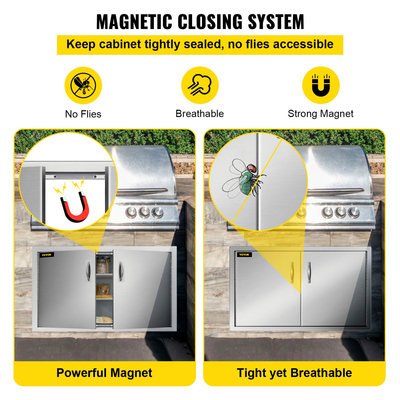 Vevor 34&quot; X 19&quot; Μπάρμπεκιου Πόρτα Πρόσβασης Πόρτα από ανοξείδωτο ατσάλι Island Outdoor Garden Patio