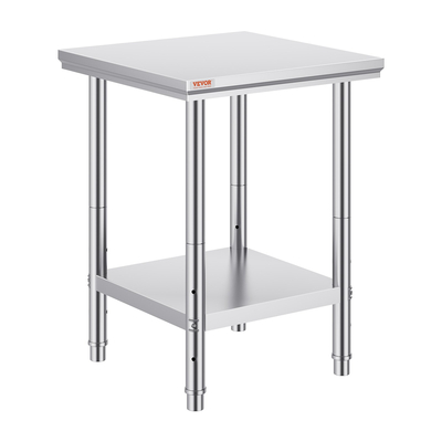 VEVOR Τραπέζι εργασίας 24 x 24 x 32 ίντσες NSF Τραπέζι εργασίας από ανοξείδωτο ατσάλι για επαγγελματική κουζίνα Prep πάγκος εργασίας 60X60X80cm με κάτω ράφι Τραπέζι εργασίας Silvery for Commercial Kitchen Restaurant