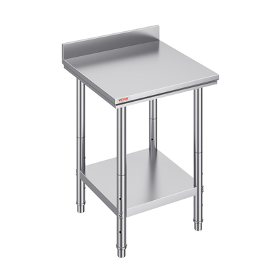 VEVOR Τραπέζι εργασίας 24 x 24 x 34 ίντσες NSF Τραπέζι εργασίας από ανοξείδωτο ατσάλι για επαγγελματική κουζίνα Prep πάγκος εργασίας 60X60X88cm με κάτω ράφι Τραπέζι εργασίας Silvery for Commercial Kitchen Restaurant