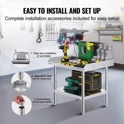 Τραπέζι εργασίας VEVOR από ανοξείδωτο ατσάλι 24&quot;x28&quot; Εμπορικό επιτραπέζιο εστιατόριο προετοιμασίας φαγητού