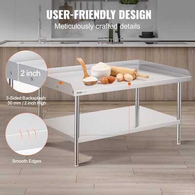 Τραπέζι εργασίας από ανοξείδωτο χάλυβα VEVOR 30&quot;x48&quot; Εμπορικό Επιτραπέζιο Εστιατόριο προετοιμασίας φαγητού