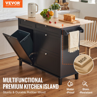 Ντουλάπι αποθήκευσης VEVOR Kitchen Island Cart που σερβίρει με συρτάρι και ντουλάπι απορριμμάτων