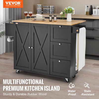 VEVOR Kitchen Island Cart Ντουλάπι αποθήκευσης σε τροχό με συρτάρι και ράφια