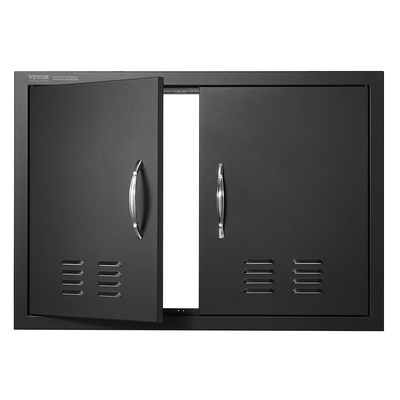 VEVOR BBQ Access Door, 762x533 mm Διπλή Πόρτα Εξωτερικής Κουζίνας, Πόρτα Ψυχρής Πλάτας Flush Mount, Επιτοίχια κατακόρυφη πόρτα με λαβές και αεραγωγούς, για BBQ Island, Ψητοπωλείο, Εξωτερικό ντουλάπι