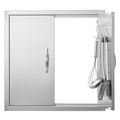 VEVOR BBQ Access Door, 610x610 mm Διπλή Πόρτα Εξωτερικής Κουζίνας, Πόρτα από ανοξείδωτο ατσάλι Flush Mount, Διπλό τοίχωμα Κάθετη Πόρτα με χερούλια και γάντζους, για BBQ Island, Ψητοπωλείο, Εξωτερικό ντουλάπι
