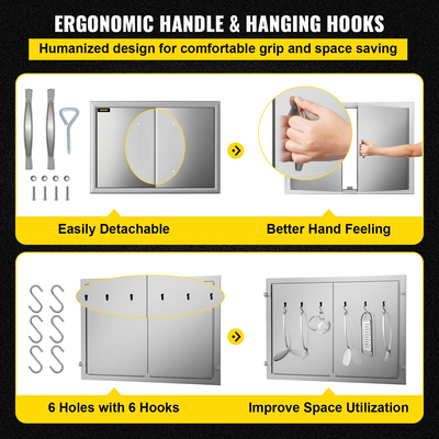 Εξωτερικές Πόρτες Κουζίνας Μπάρμπεκιου Πόρτες Κουζίνας 19x28 ιντσών Ντουλάπι από ανοξείδωτο χάλυβα