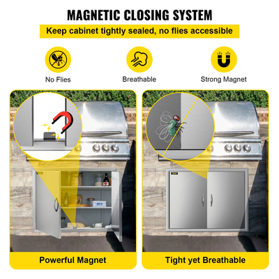 Εξωτερικές Πόρτες Κουζίνας Μπάρμπεκιου Πόρτες Κουζίνας 19x28 ιντσών Ντουλάπι από ανοξείδωτο χάλυβα