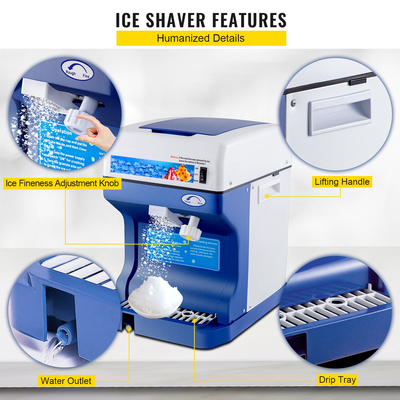 VEVOR Snow Cone Machine 265LBS ​​Commercial Ice Shaver Crusher 220V 50HZ Ice Crusher Shaver Machine Snow Flake Stainless Steel Grade for Kitchen Home Bar
