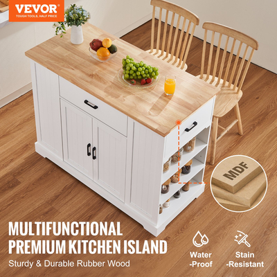 VEVOR Kitchen Island Cart Ντουλάπα αποθήκευσης Καρό σερβιρίσματος με συρτάρι &amp; ράφια
