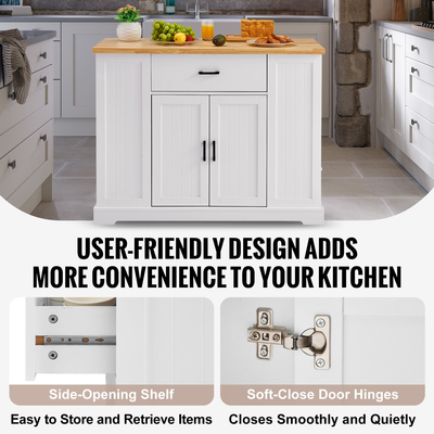 VEVOR Kitchen Island Cart Ντουλάπα αποθήκευσης Καρό σερβιρίσματος με συρτάρι &amp; ράφια