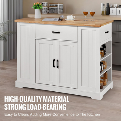 VEVOR Kitchen Island Cart Ντουλάπα αποθήκευσης Καρό σερβιρίσματος με συρτάρι &amp; ράφια