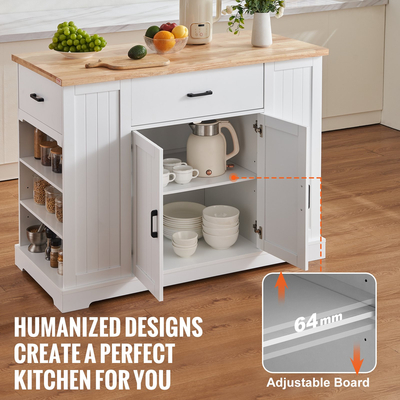 VEVOR Kitchen Island Cart Ντουλάπα αποθήκευσης Καρό σερβιρίσματος με συρτάρι &amp; ράφια